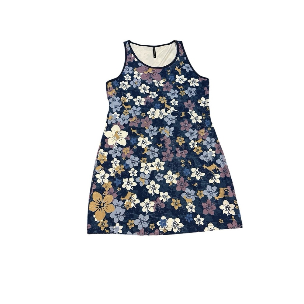 Finn Ryan‎ Women Navy Blue Gold Goat Print A-Line Tank The Players Dress MD